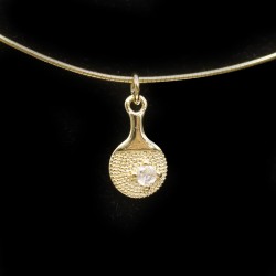 Table Tennis Racket Shaped Pendant with faceted circonia