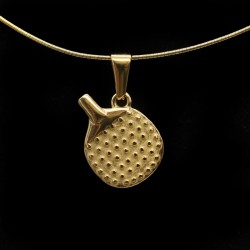 Table Tennis Racket Shaped Golden Pendant