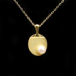 Table Tennis Racket Shaped Gold Plated Pendant