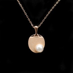 Table Tennis Racket Shaped Rose Gold Plated Pendant