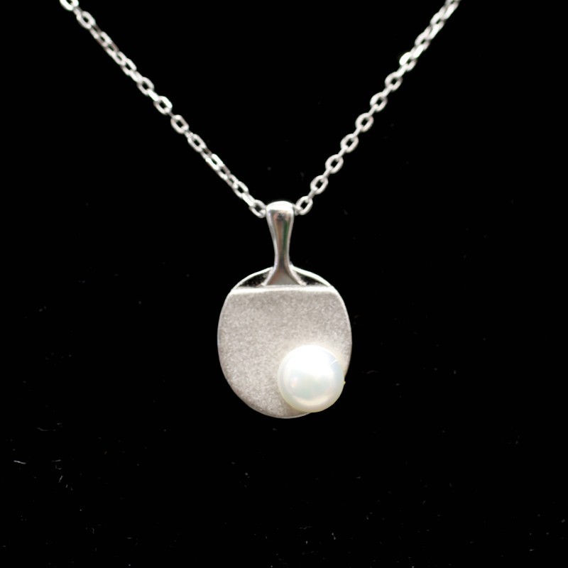 Table Tennis Racket Shaped Silver Pendant Table Tennis Racket Shaped Silver Pendant