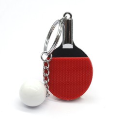 Metal Keychain "Red mini racket with the ball"