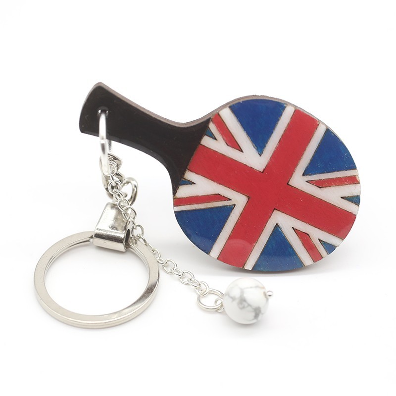 Llavero con forma de raqueta de tenis de mesa – Diseño de la bandera de Gran Bretaña Llavero con forma de raqueta de tenis de mesa – Diseño de la bandera de Gran Bretaña